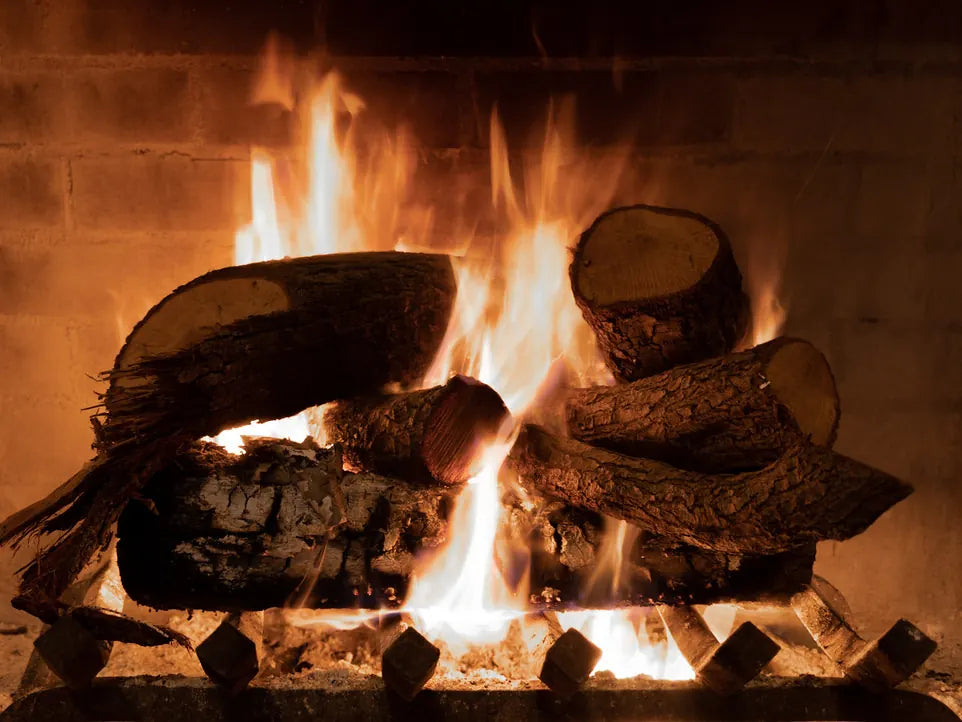 Troncos de leña ardiendo en una chimenea