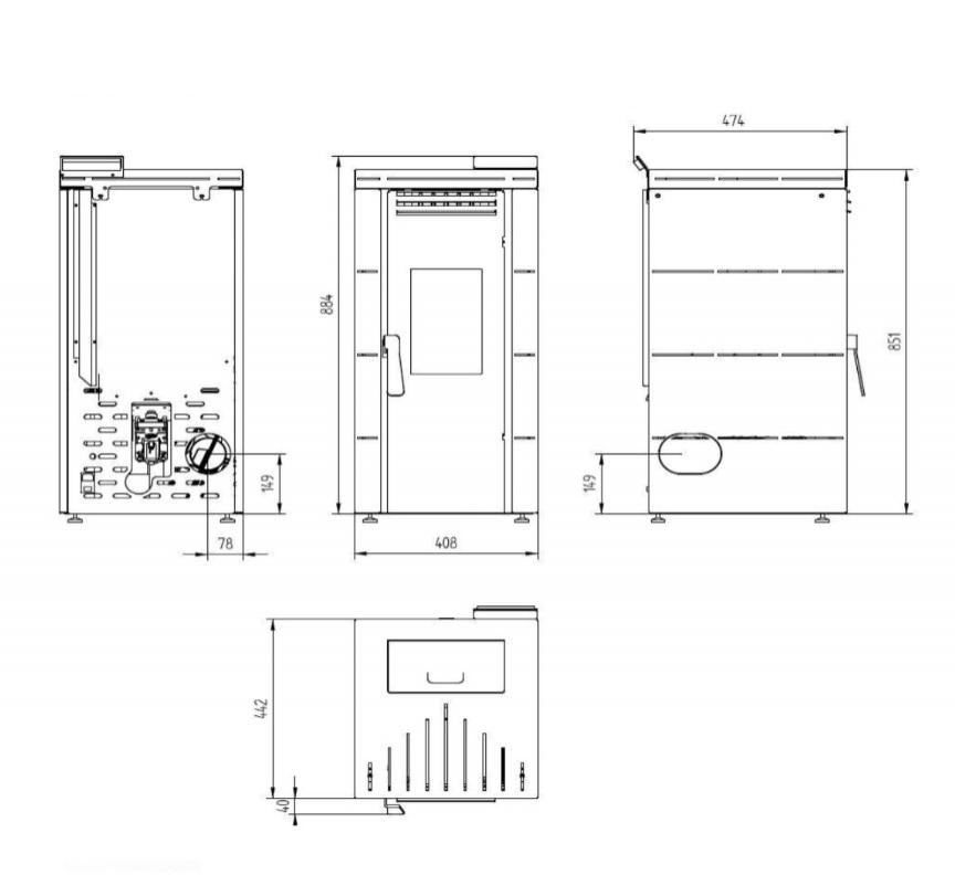 Estufa de pellets BP-100 Aire Frontal – 4,0 a 9,5 kW