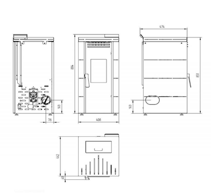 Estufa de pellets BP-100 Aire Frontal – 4,0 a 9,5 kW