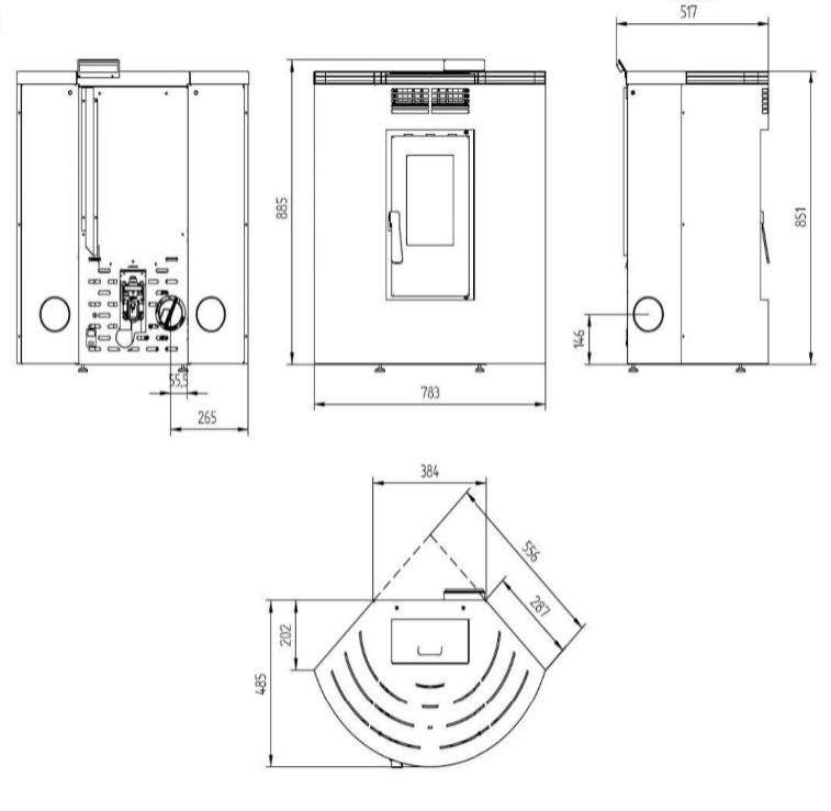 Estufa de pellets de rincón FM BP-100 R – 9 kW